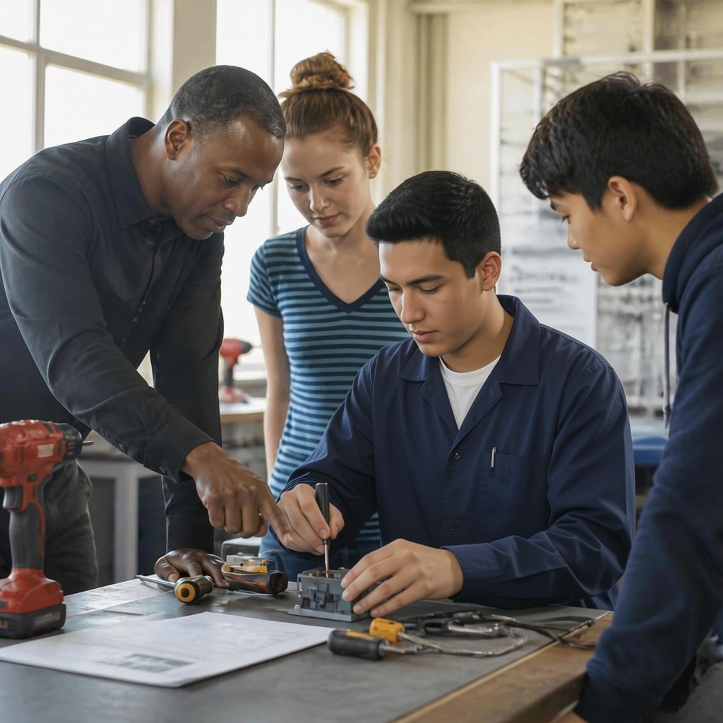 Young adult in a job training workshop